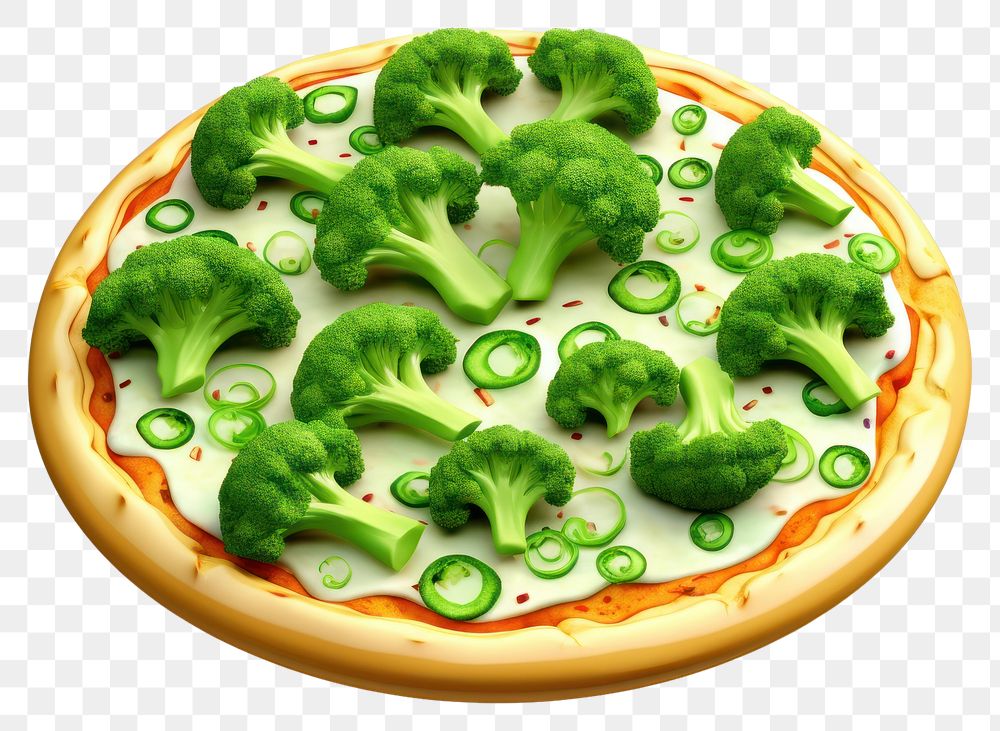 PNG Broccoli pizza vegetable food white background. AI generated Image by rawpixel.