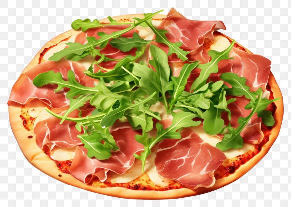 PNG Parma ham pizza vegetable arugula food. 