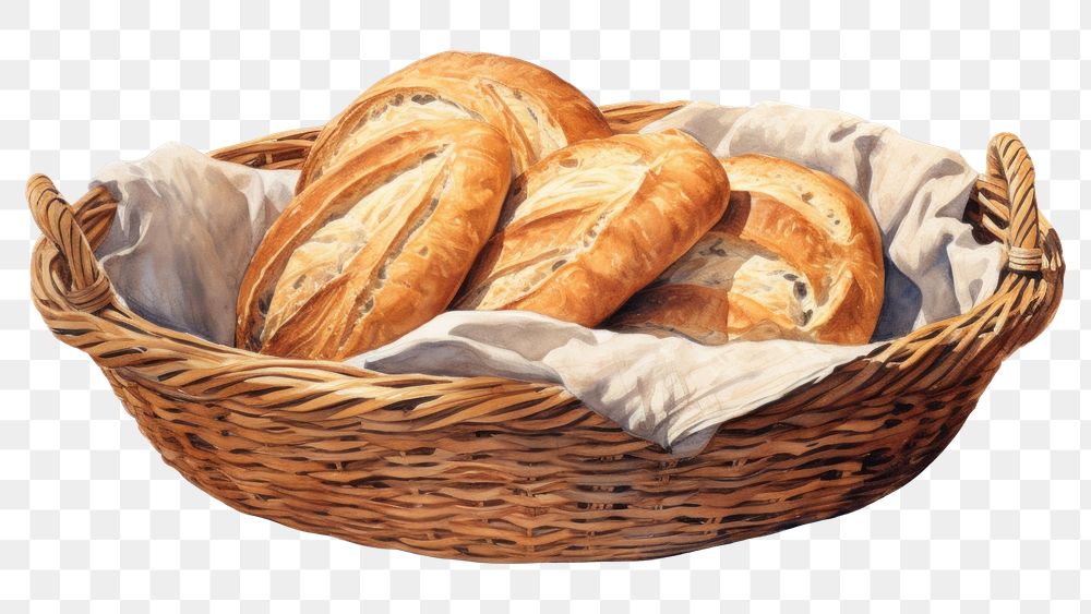 PNG Bread basket bread food viennoiserie. AI generated Image by rawpixel.