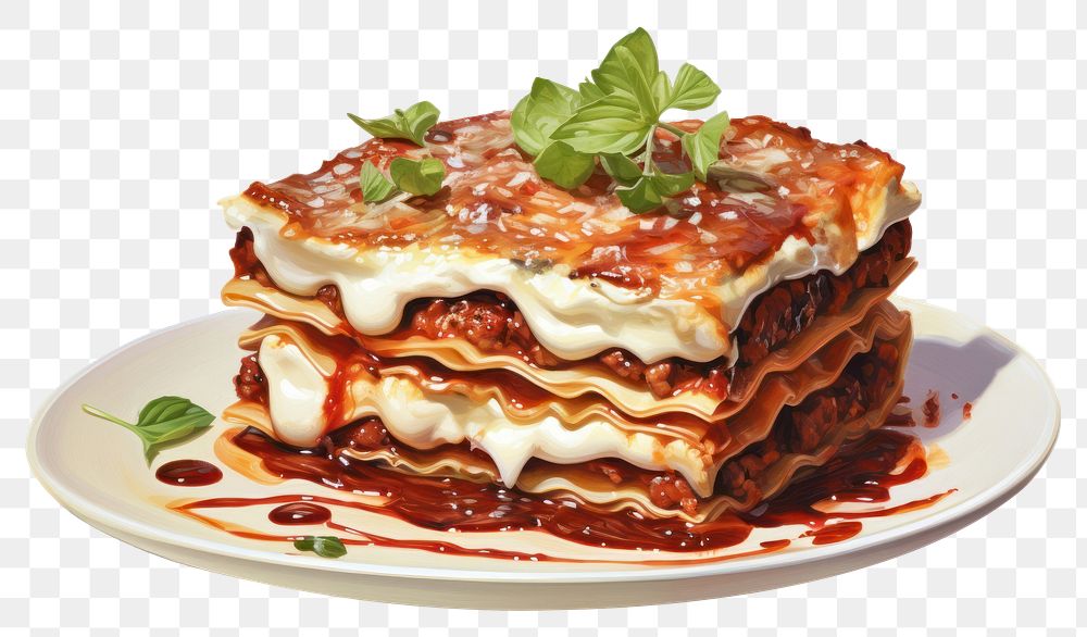 PNG Lasagna food white background breakfast. AI generated Image by rawpixel.