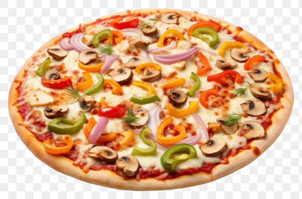 PNG Veggies Pizza pizza food mozzarella. AI generated Image by rawpixel.