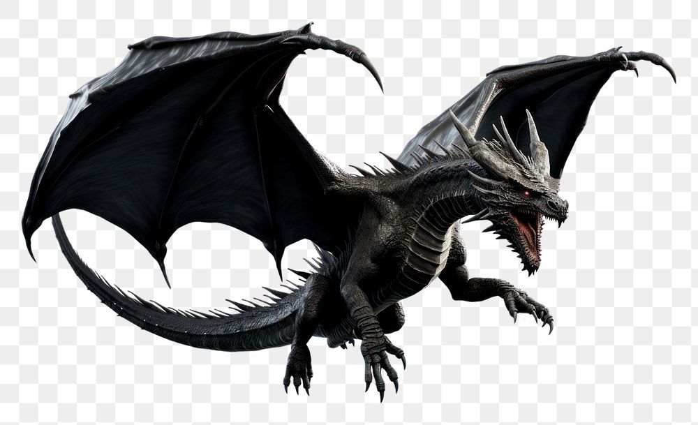 PNG Flying angry black dragon dinosaur animal mythical creature
