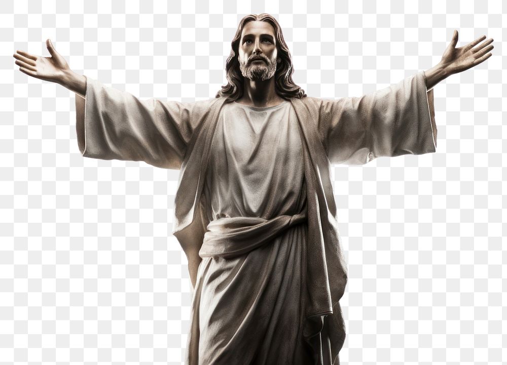 PNG Statue Jesus Christ sculpture white background representation. AI generated Image by rawpixel.