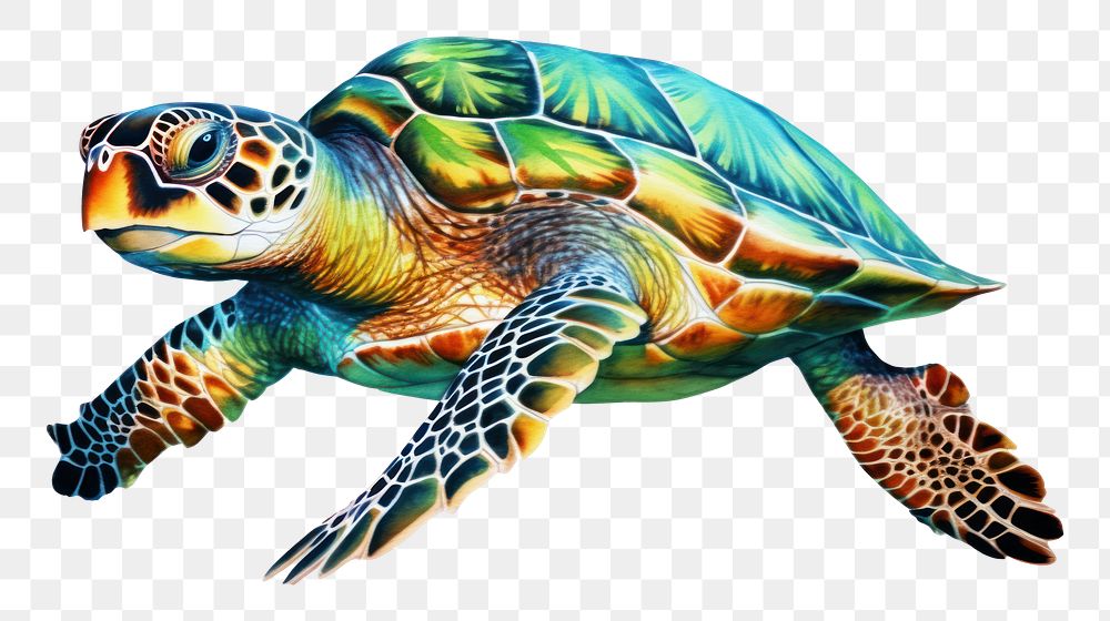PNG  Sea turtle reptile animal white background. AI generated Image by rawpixel.