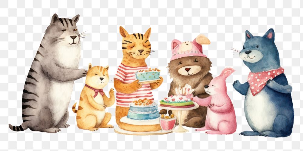 PNG Animals blowing cake party mammal pet. 