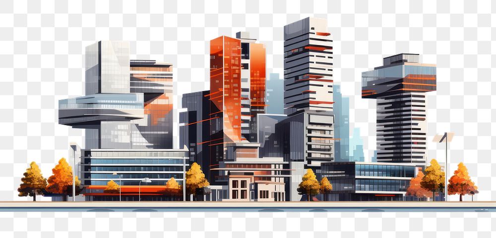 PNG  Modern buildings architecture metropolis cityscape. AI generated Image by rawpixel.