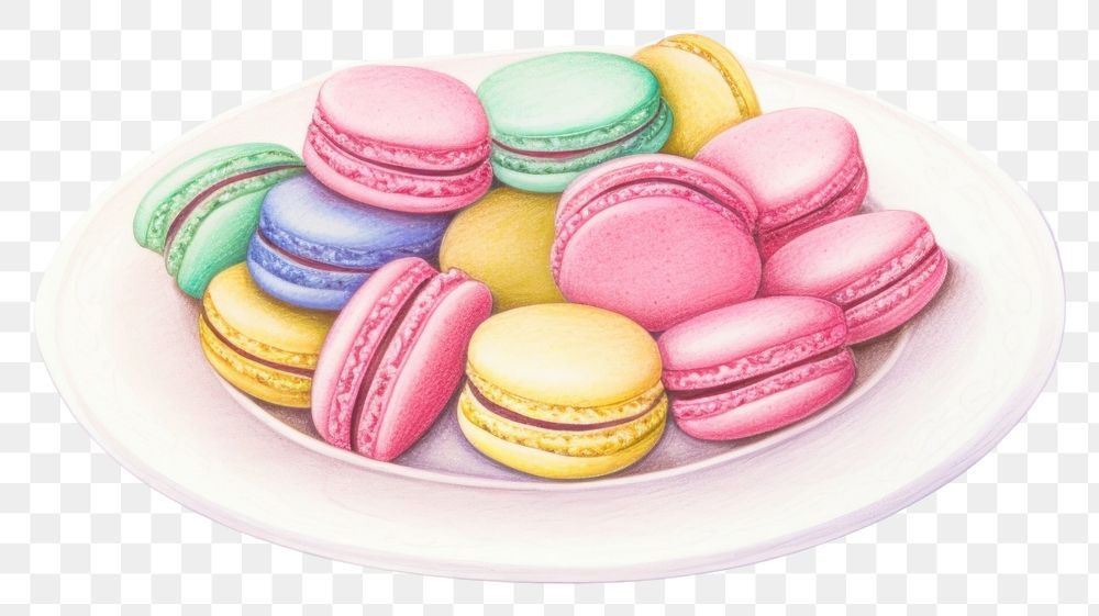 PNG  Macarons plate food pill. AI generated Image by rawpixel.