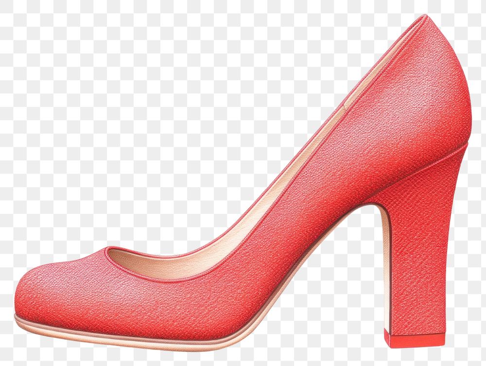 PNG  Chunky heel shoe footwear red white background. AI generated Image by rawpixel.