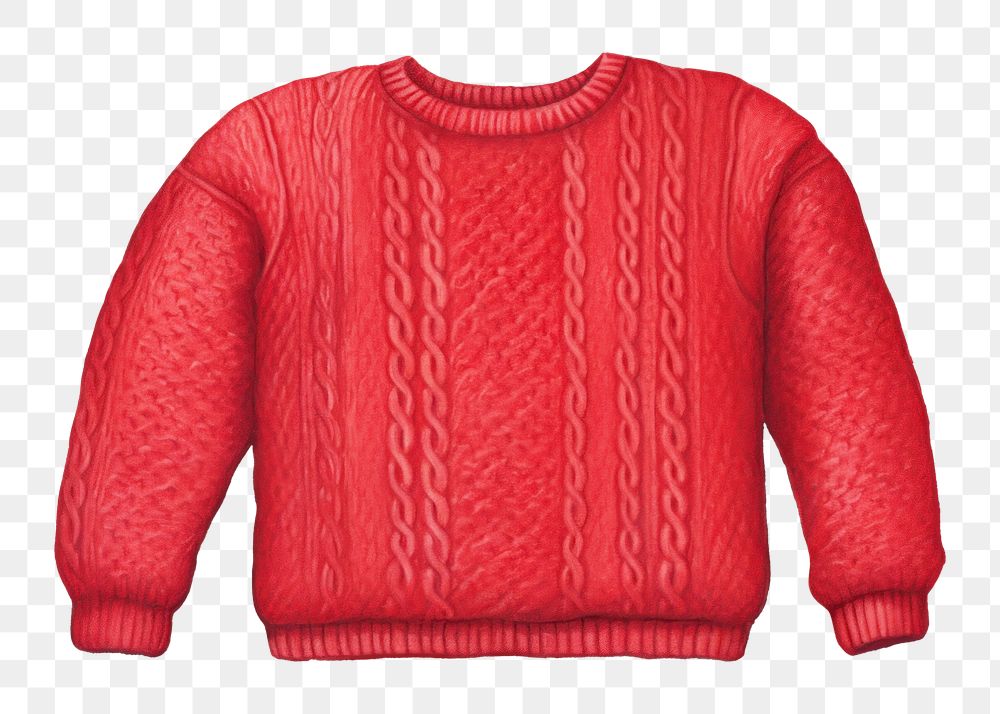 PNG  Sweater sweatshirt red white background. AI generated Image by rawpixel.