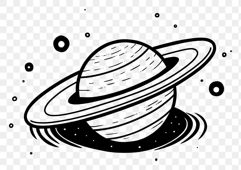 PNG Saturn planet space line monochrome. AI generated Image by rawpixel.