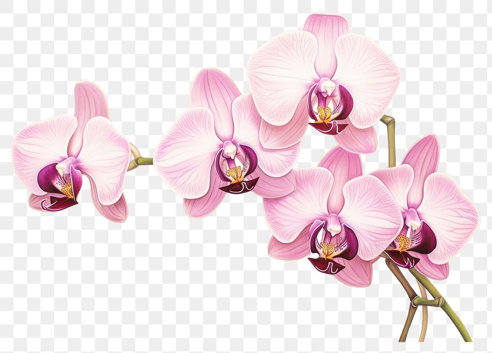 PNG  Orchid flower plant white background. AI generated Image by rawpixel.