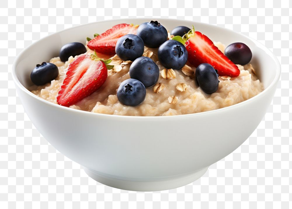 PNG Bowl blueberry breakfast oatmeal. AI generated Image by rawpixel.