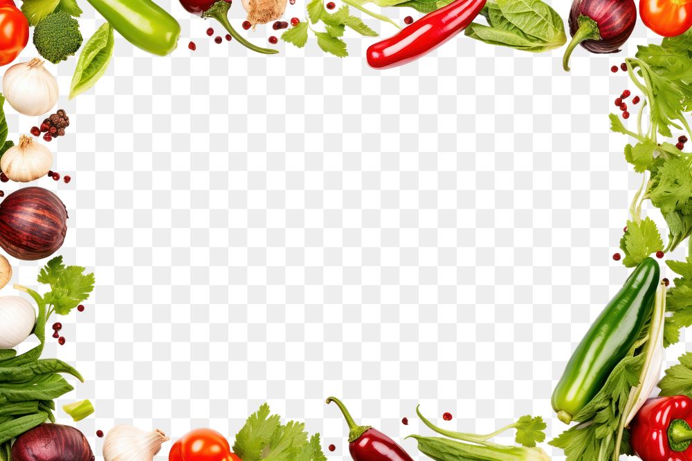 PNG Vegetables square border design backgrounds plant herbs. AI generated Image by rawpixel.