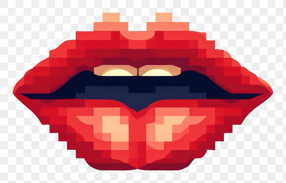 PNG Cute Red lip shape red pixelated. AI generated Image by rawpixel.