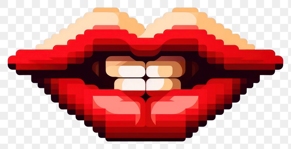 PNG Cute Red lip red technology pixelated. AI generated Image by rawpixel.