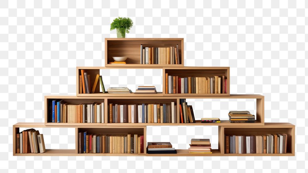 PNG Bookshelf bookshelf furniture bookcase. AI generated Image by rawpixel.