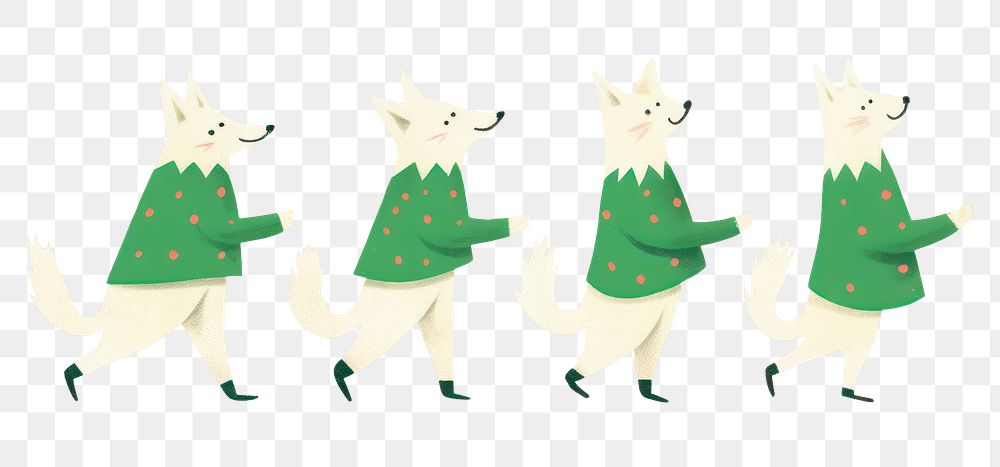PNG 4 foxes dancing around christmas tree animal mammal nature. AI generated Image by rawpixel.