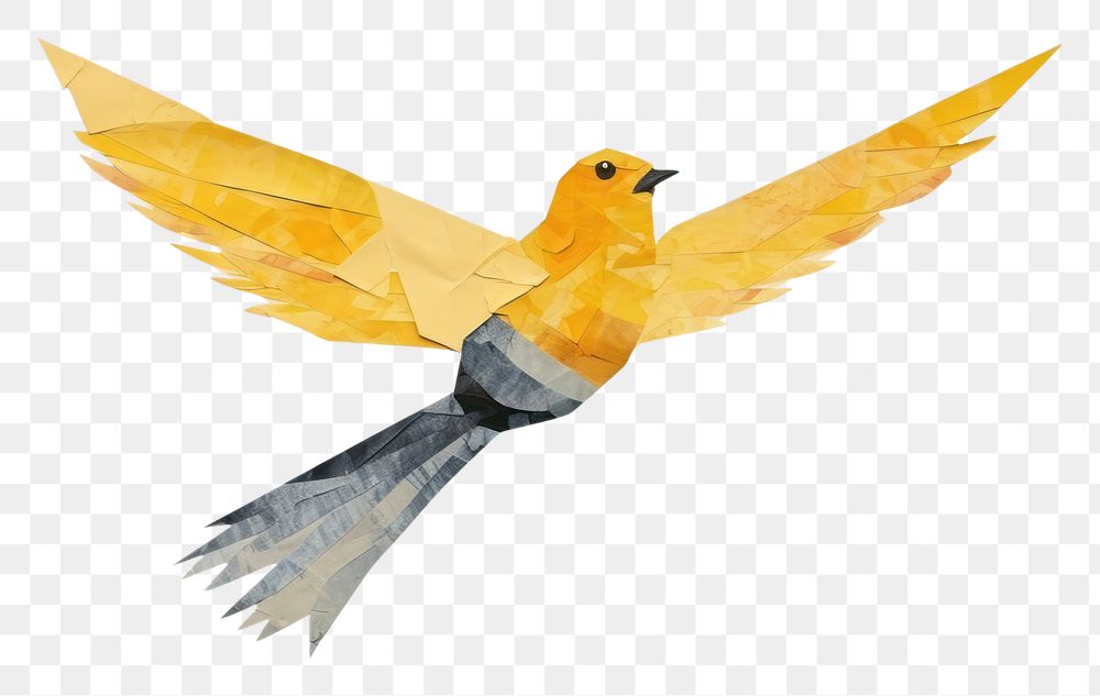 PNG Bird flying painting animal yellow. AI generated Image by rawpixel.