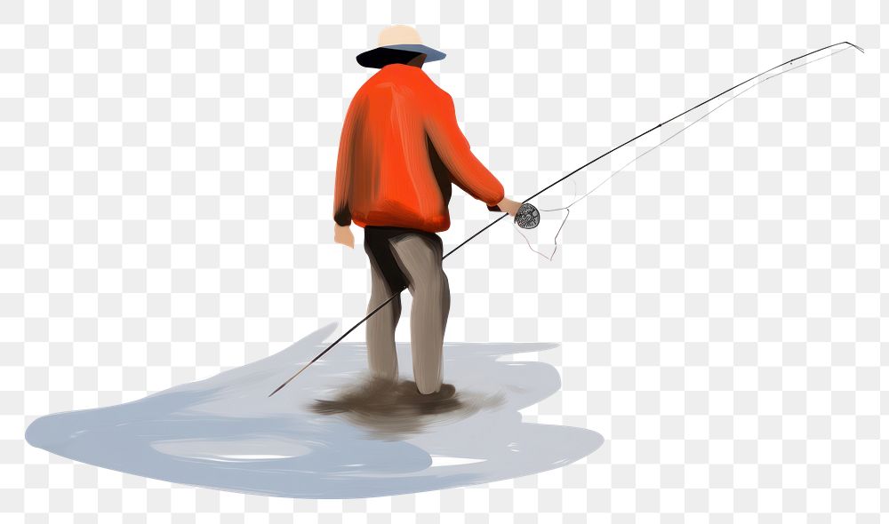 PNG  Man fishing outdoors adult white background. AI generated Image by rawpixel.