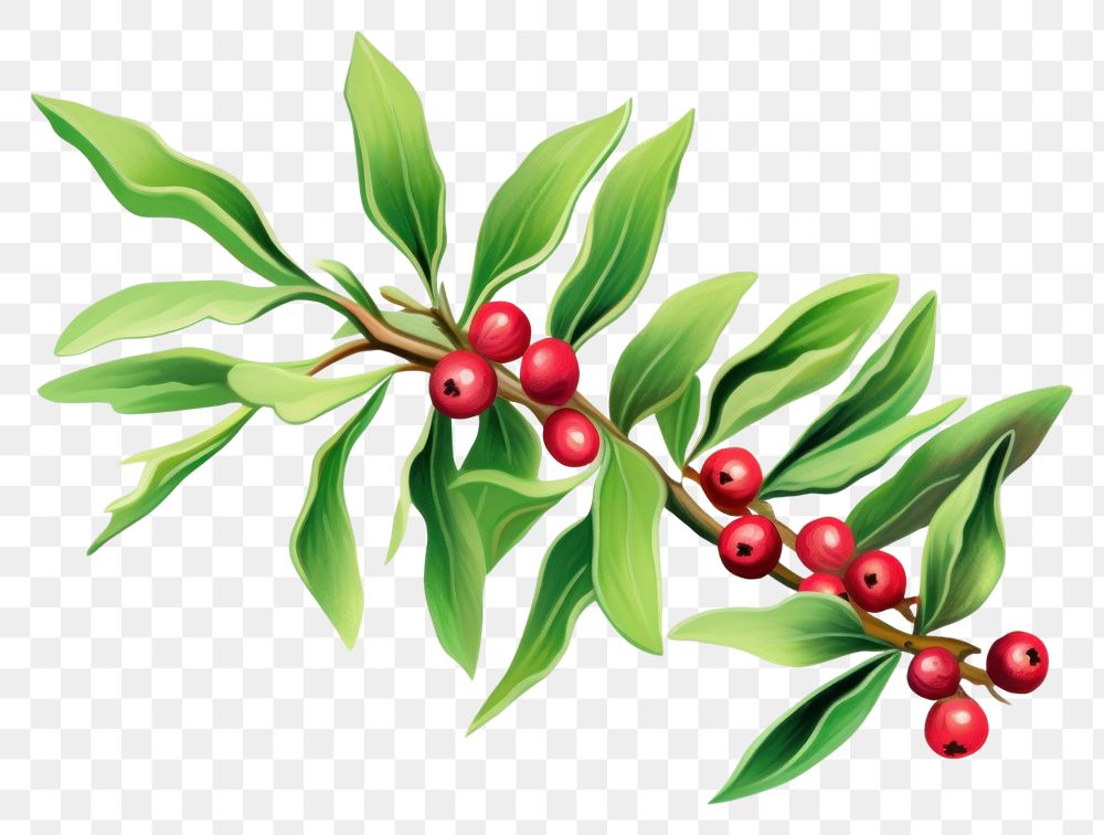 PNG  Mistletoe cherry plant leaf. AI generated Image by rawpixel.