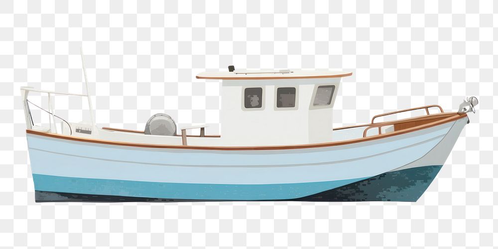 PNG  Fishing boat watercraft sailboat vehicle. AI generated Image by rawpixel.