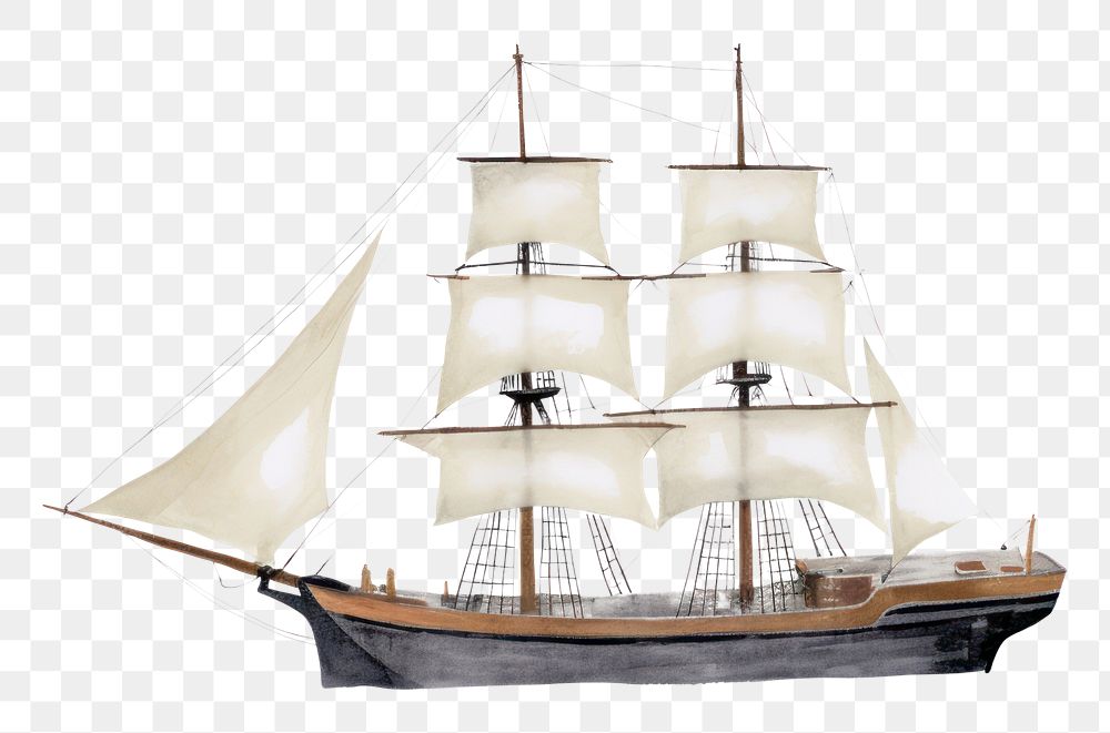 PNG Ship sailboat vehicle drawing. AI generated Image by rawpixel.