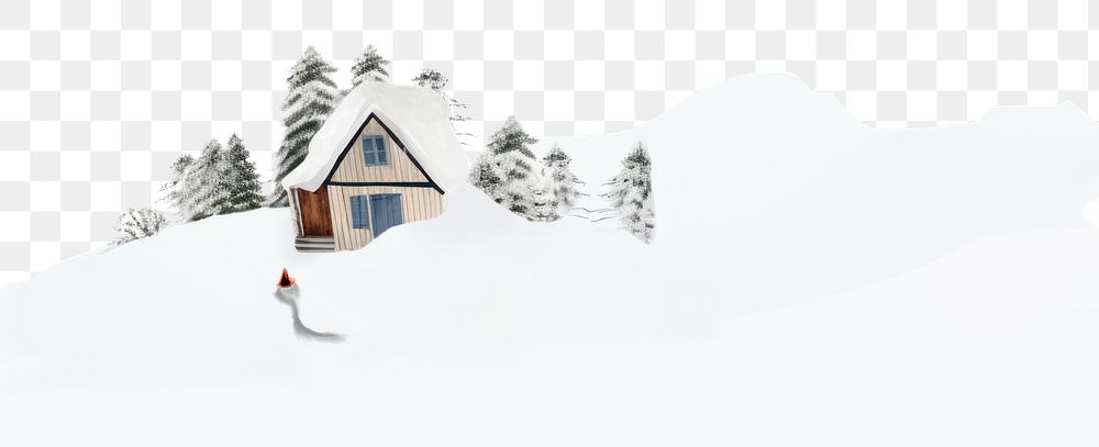 PNG House snow border. AI generated Image by rawpixel.