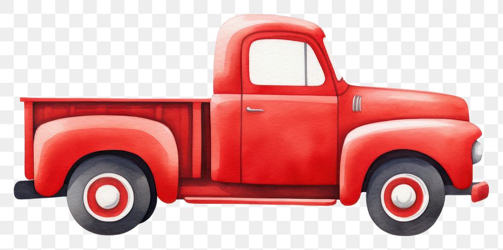 PNG Cute red pickup truck vehicle car white background. AI generated Image by rawpixel.