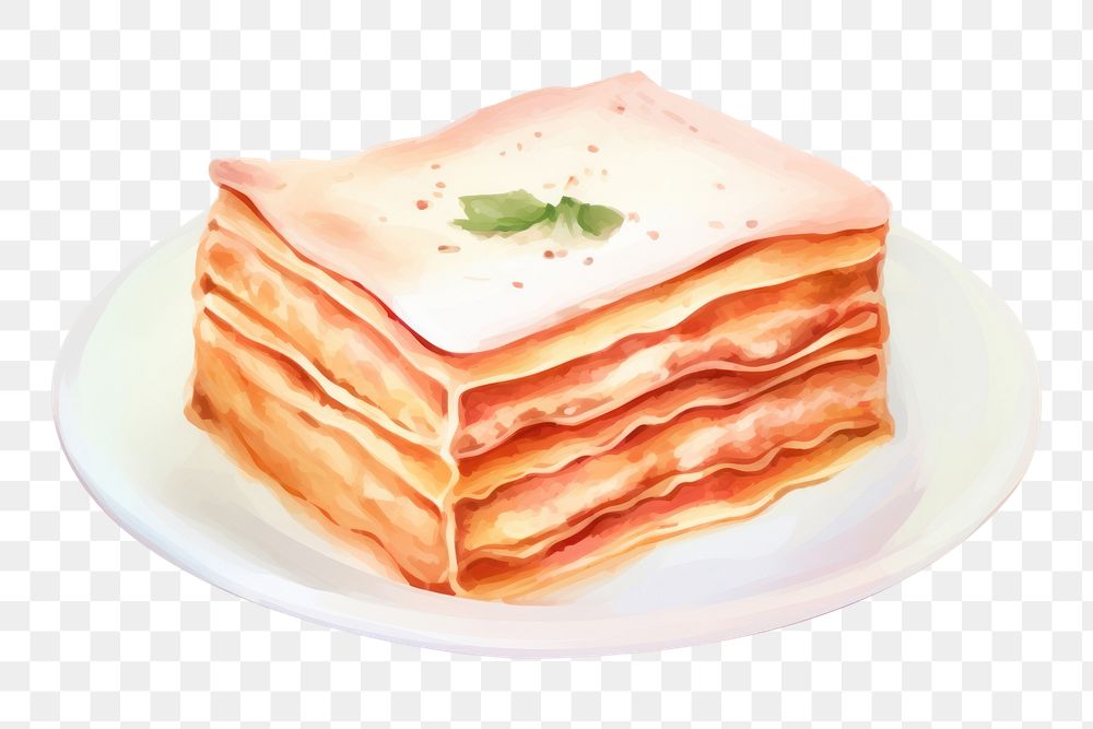 PNG  Lasagna plate food pancake. AI generated Image by rawpixel.