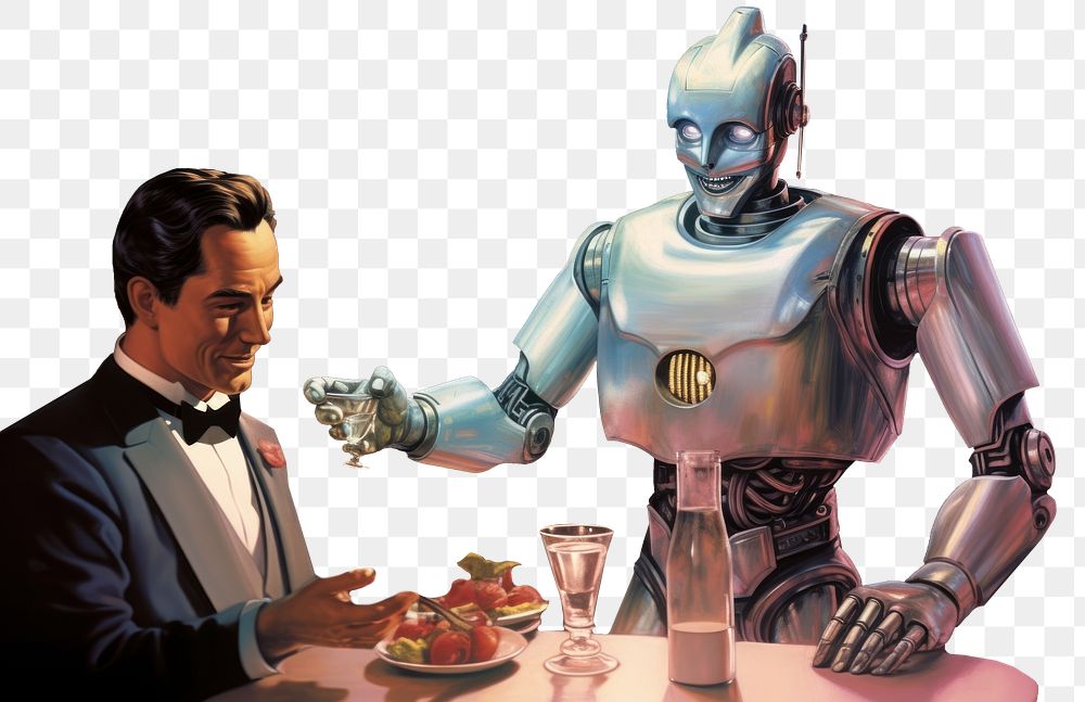 PNG Robot waiter restaurant technology cartoon