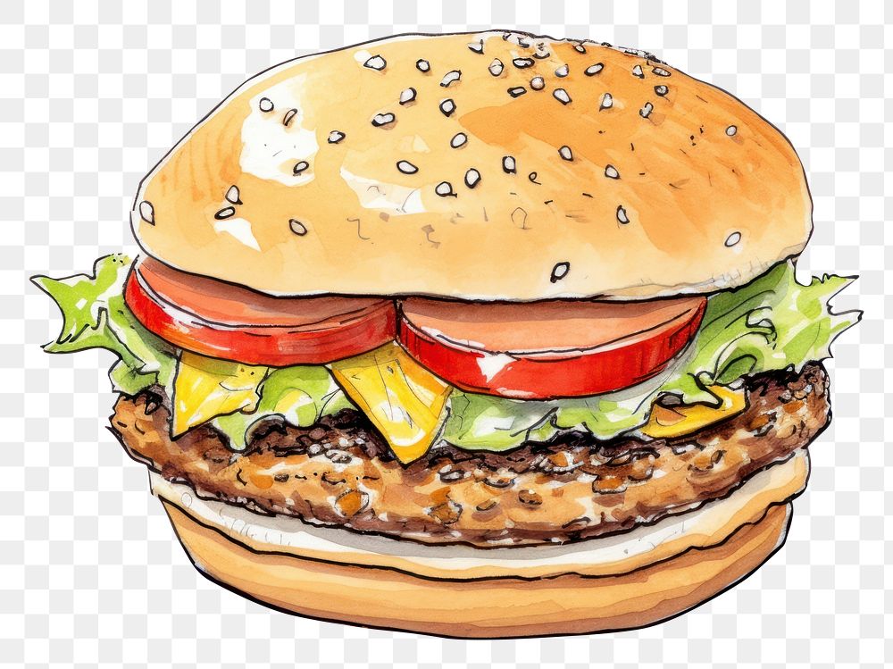 PNG Burger cartoon food hamburger. 