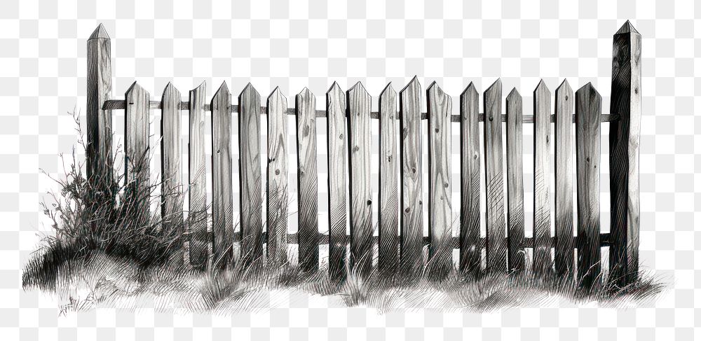 PNG Wooden fence outdoors sketch white. AI generated Image by rawpixel.