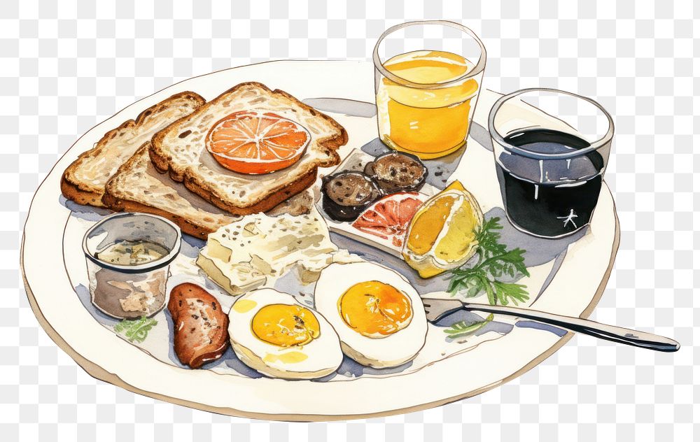 PNG Breakfast brunch plate food. AI generated Image by rawpixel.