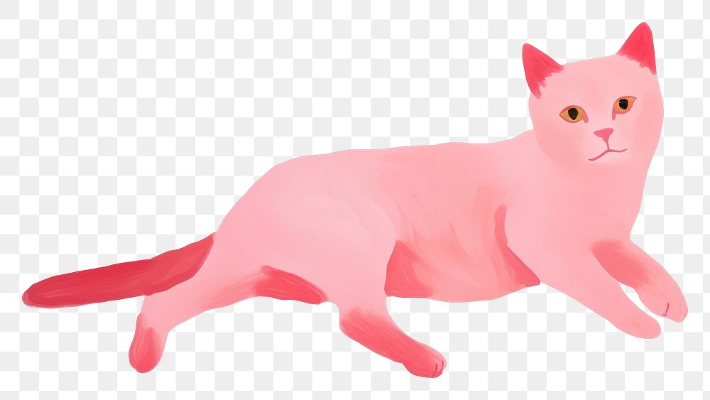 PNG Pink cat animal mammal pet. AI generated Image by rawpixel.