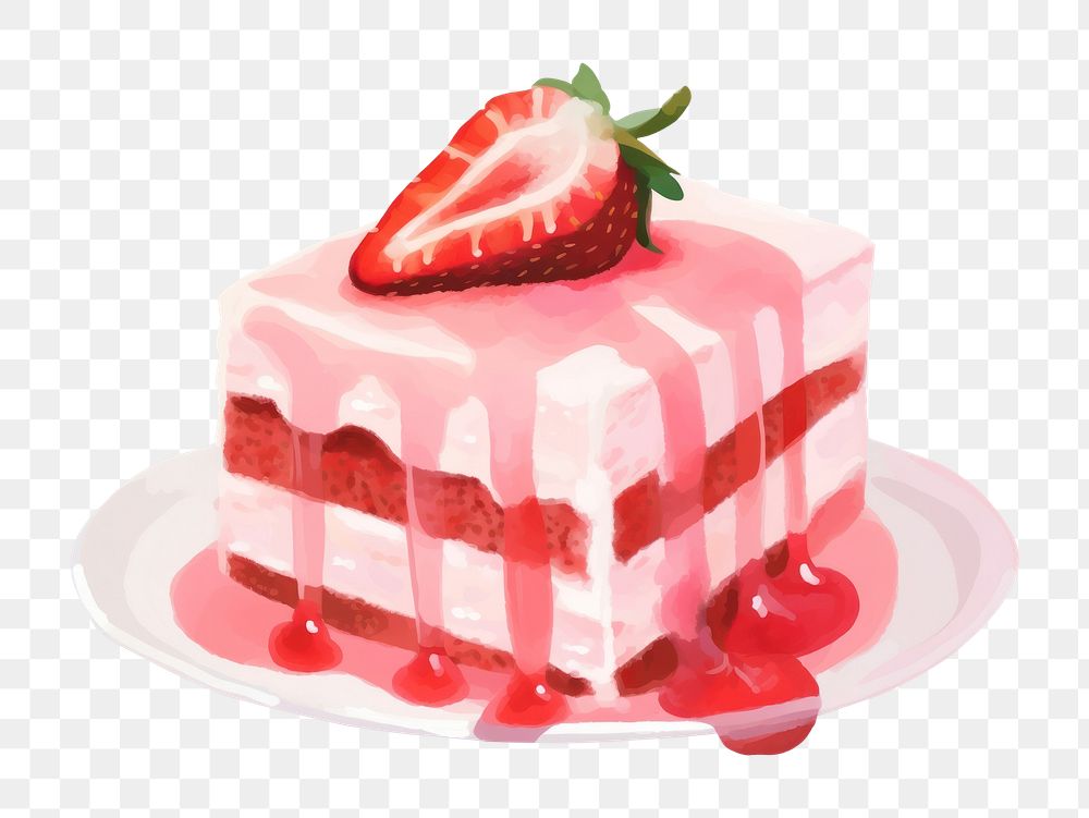 PNG  Strawberry cake dessert fruit cream. AI generated Image by rawpixel.
