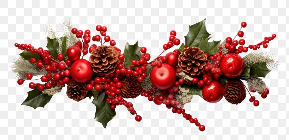 PNG Christmas holly decoration, transparent background