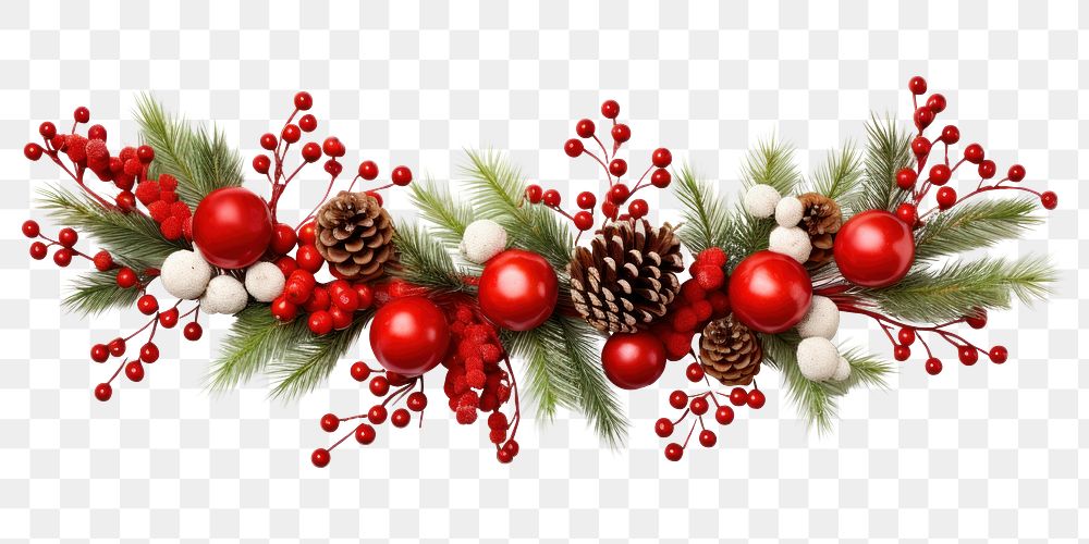 PNG Christmas holly decoration, transparent background