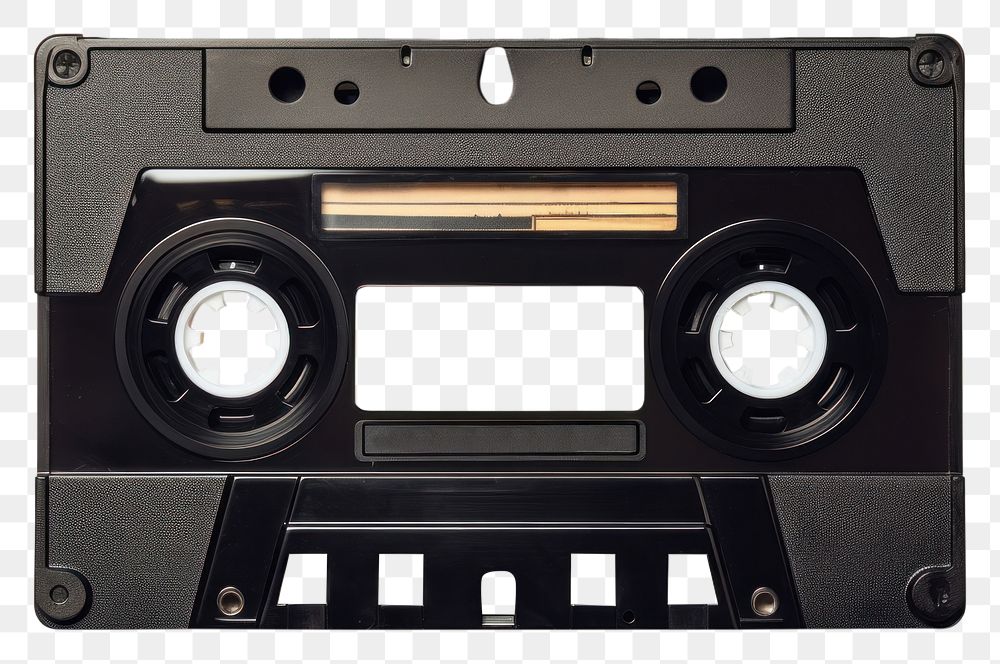 PNG  Black Audio Cassette electronics cassette black. AI generated Image by rawpixel.