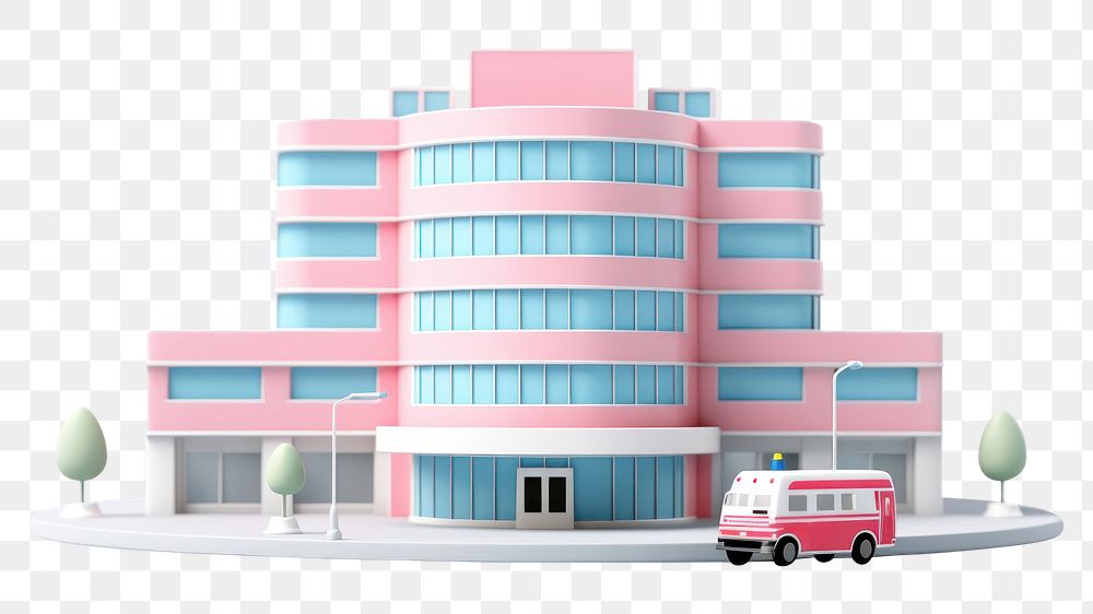 PNG  Hospital architecture building vehicle. AI generated Image by rawpixel.