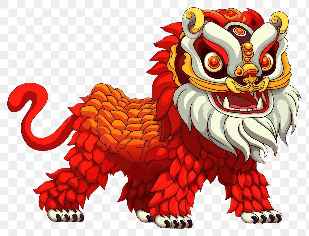 PNG Chinese lion cartoon representation creativity. AI generated Image by rawpixel.