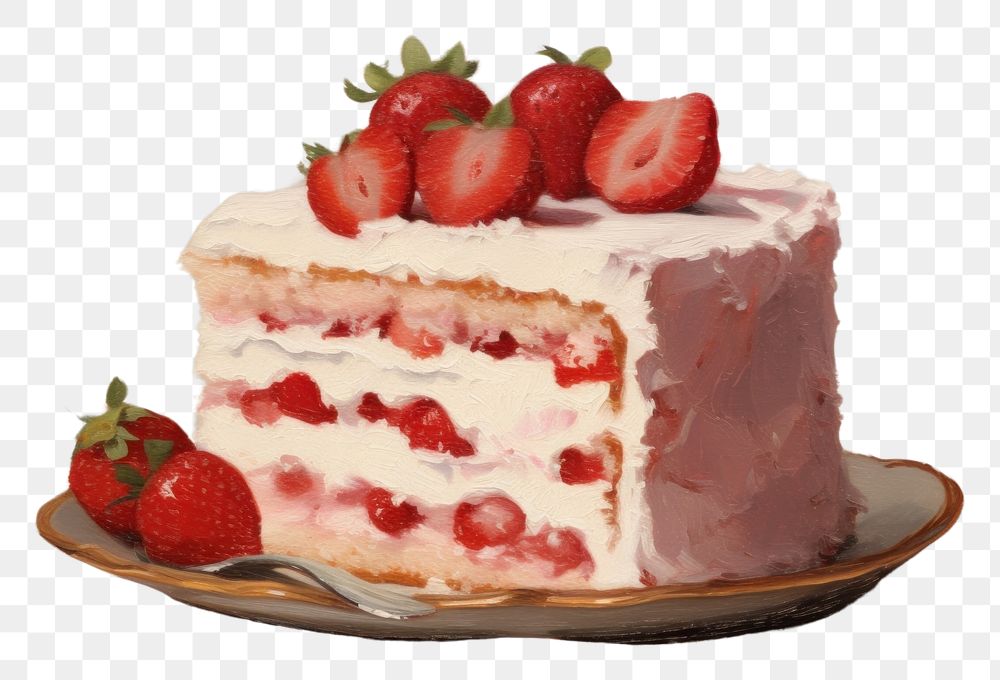 PNG  Strawberry cake dessert fruit cream