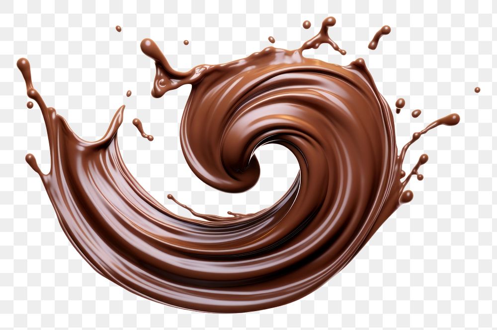 PNG  Chocolate swirl splashing dessert food. AI generated Image by rawpixel.