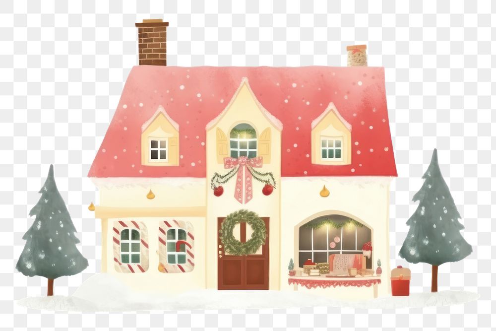 PNG  Cute Christmas home christmas confectionery architecture. AI generated Image by rawpixel.