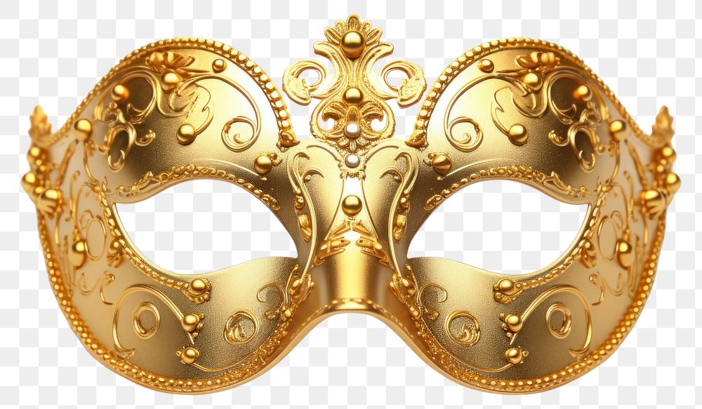 PNG Gold carnival mask jewelry white background celebration. 