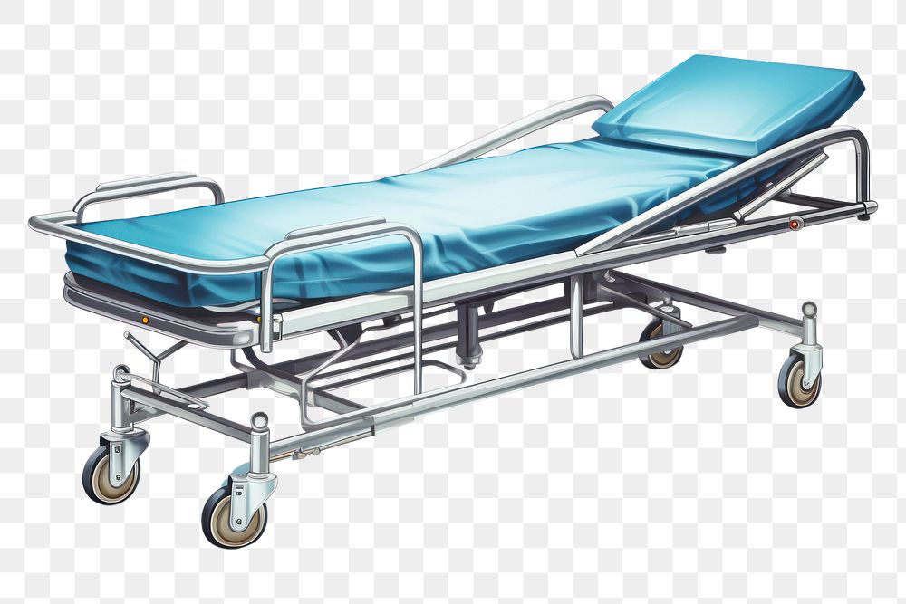 PNG  Hospital stretcher furniture hospital white background. AI generated Image by rawpixel.