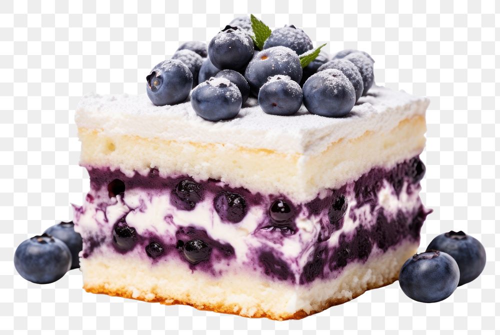 PNG  Blueberry cake dessert fruit cream. AI generated Image by rawpixel.