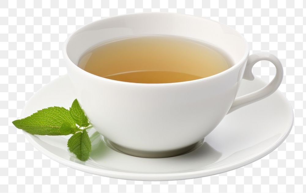 PNG  White cup of tea saucer drink plant. AI generated Image by rawpixel.