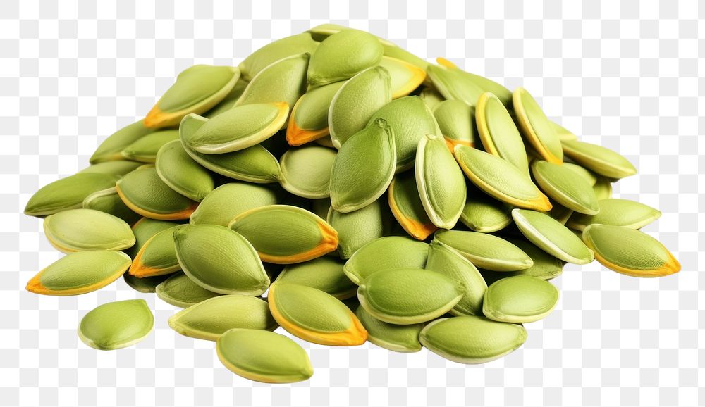 PNG  Pumpkin green seeds food pill white background. AI generated Image by rawpixel.