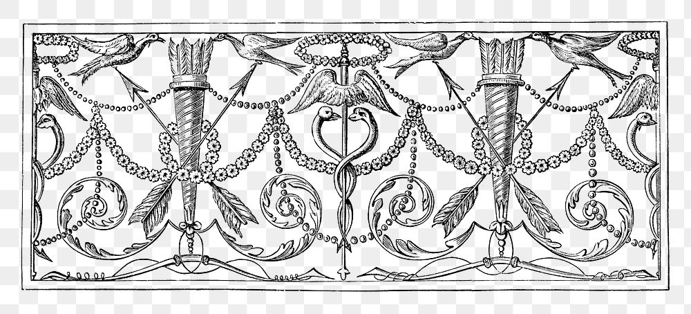 PNG antique architectural illustrated ornament element, transparent background