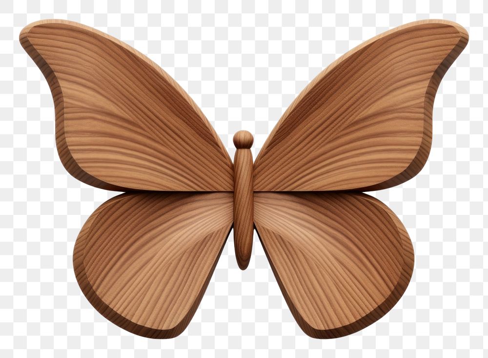 Butterfly shape wood insect white background. AI generated Image by rawpixel.